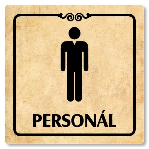 WC muži personál, 118x118mm, pergamen, Texas